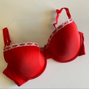 CABERNET Red Bra w/ White Polka Dot Ribbon 36DD